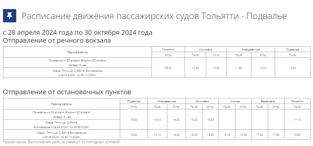 В Тольятти навигационный период откроется 28 апреля