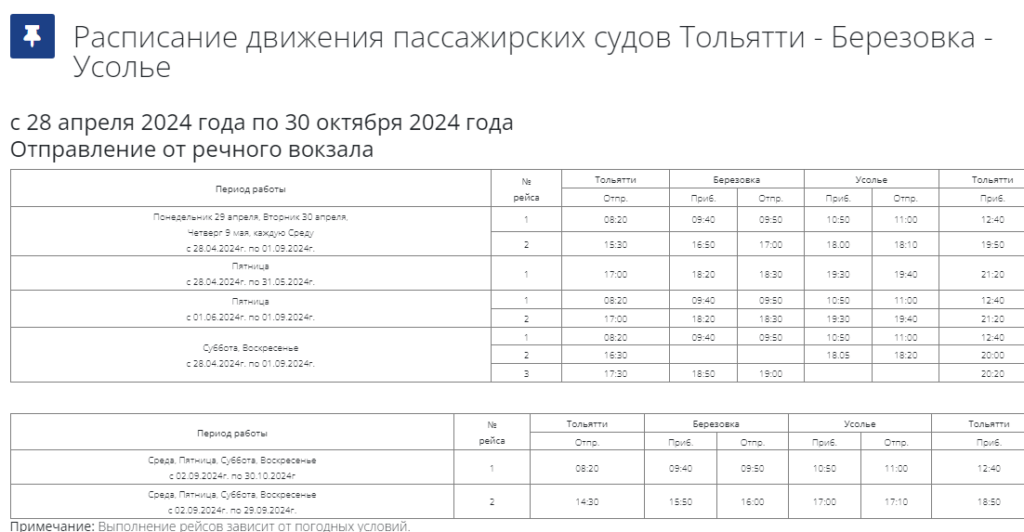 В Тольятти навигационный период откроется 28 апреля